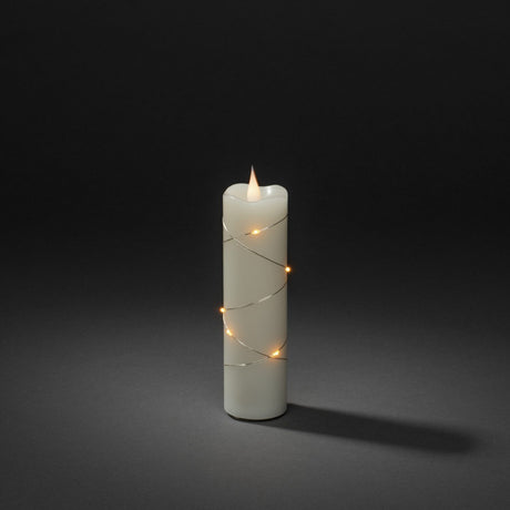Vaxljus varmvita micro LED timer 4/8h 2xAA Dekorationsljus El 5x17,8 cm, Gräddvit