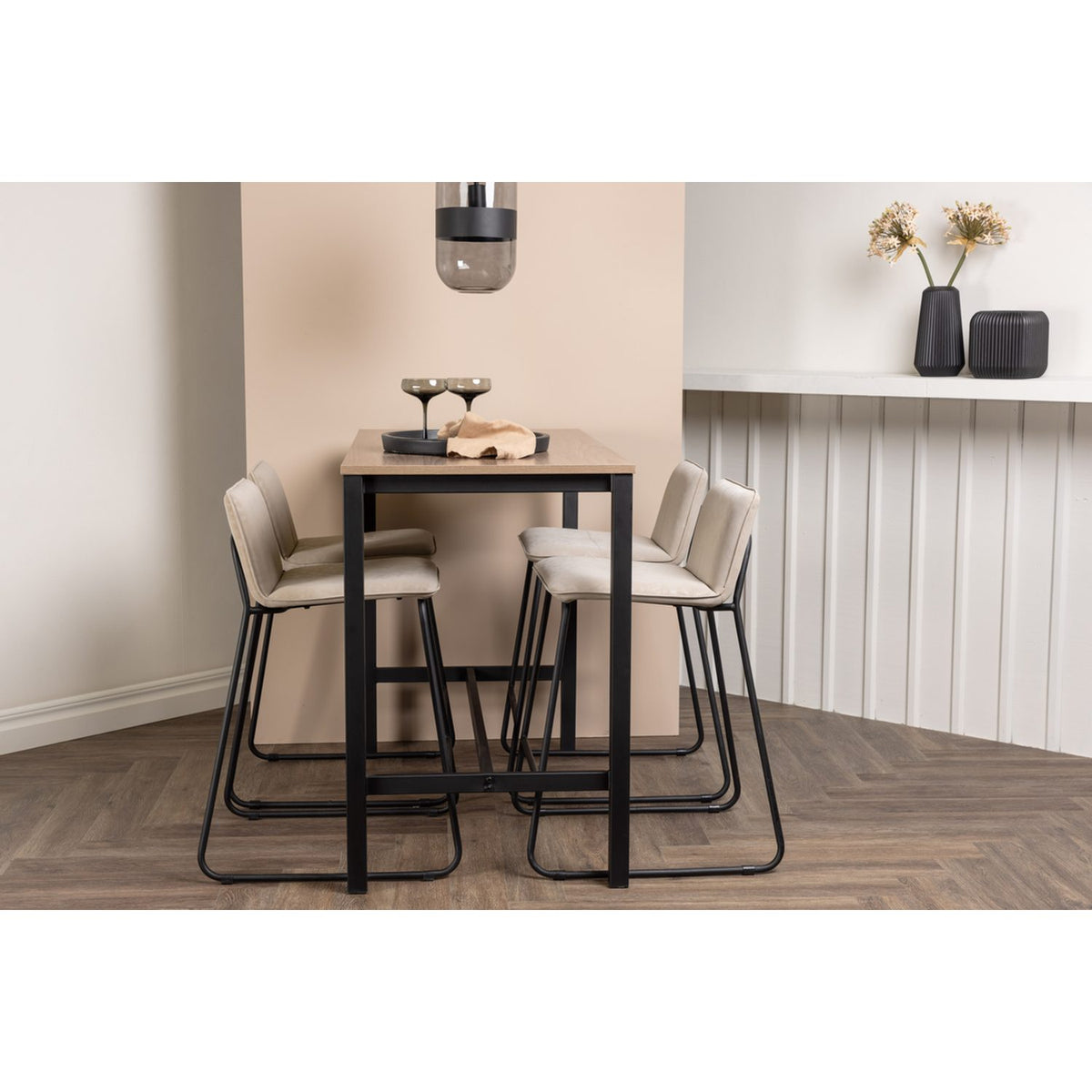 Camden, Bisbee Rektangulär matgrupp Beige,Svart, Valnöt, 120 x 60