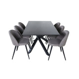 Piazza, Velvet Rektangulär matgrupp Svart,Grå, Svart, 180 x 90