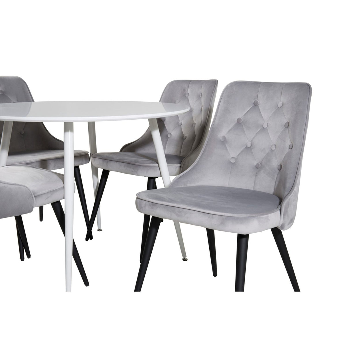 Plaza, Velvet Deluxe Rund matgrupp Svart,Ljusgrå, Vit, ⌀100