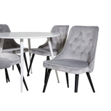 Plaza, Velvet Deluxe Rund matgrupp Svart,Ljusgrå, Vit, ⌀100