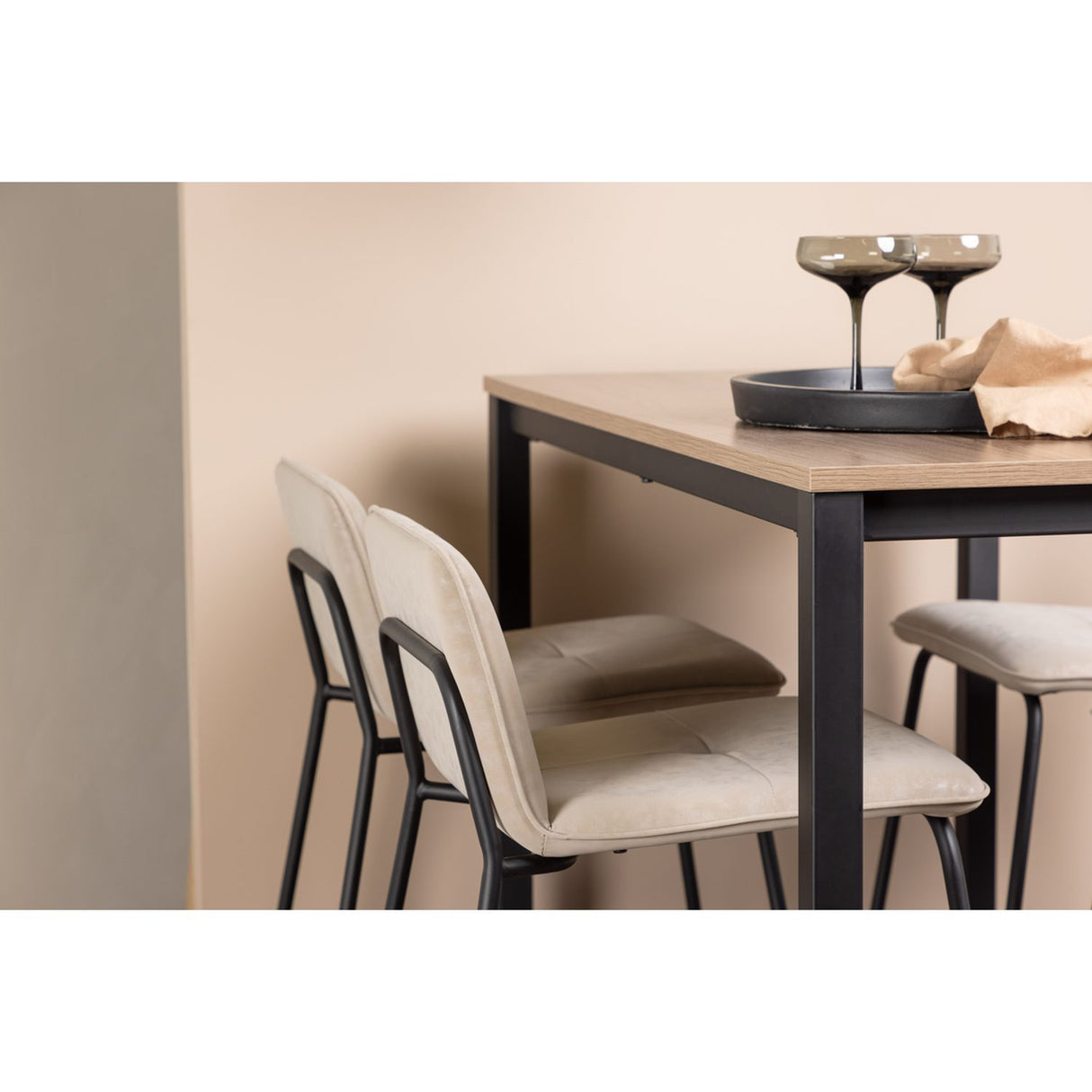 Camden, Bisbee Rektangulär matgrupp Beige,Svart, Valnöt, 120 x 60
