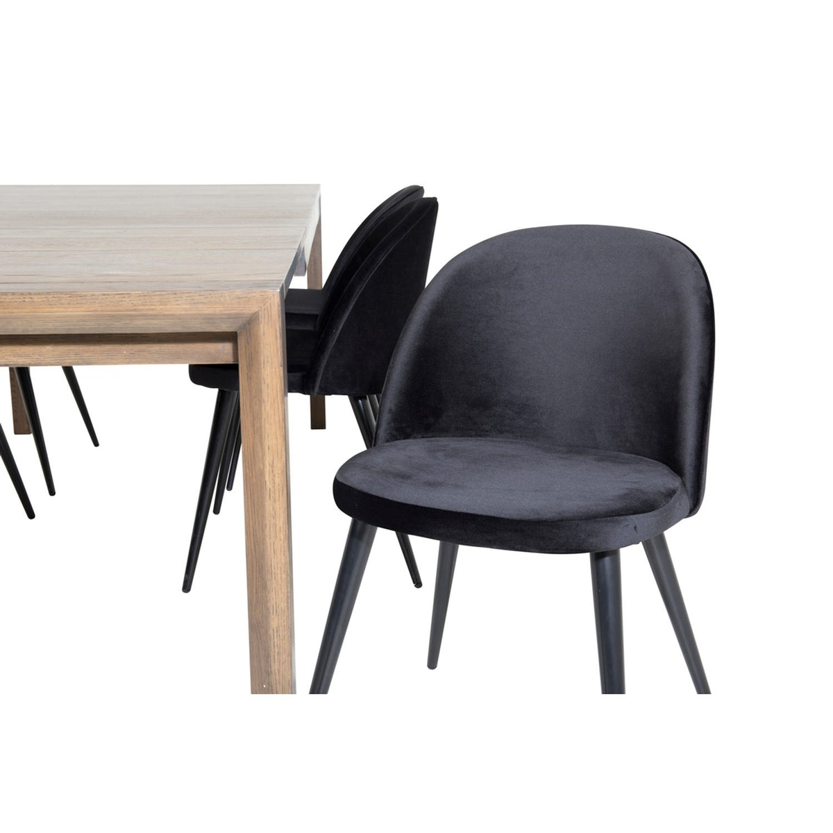 Slider, Velvet Rektangulär matgrupp Svart, Natur, 170 x 95