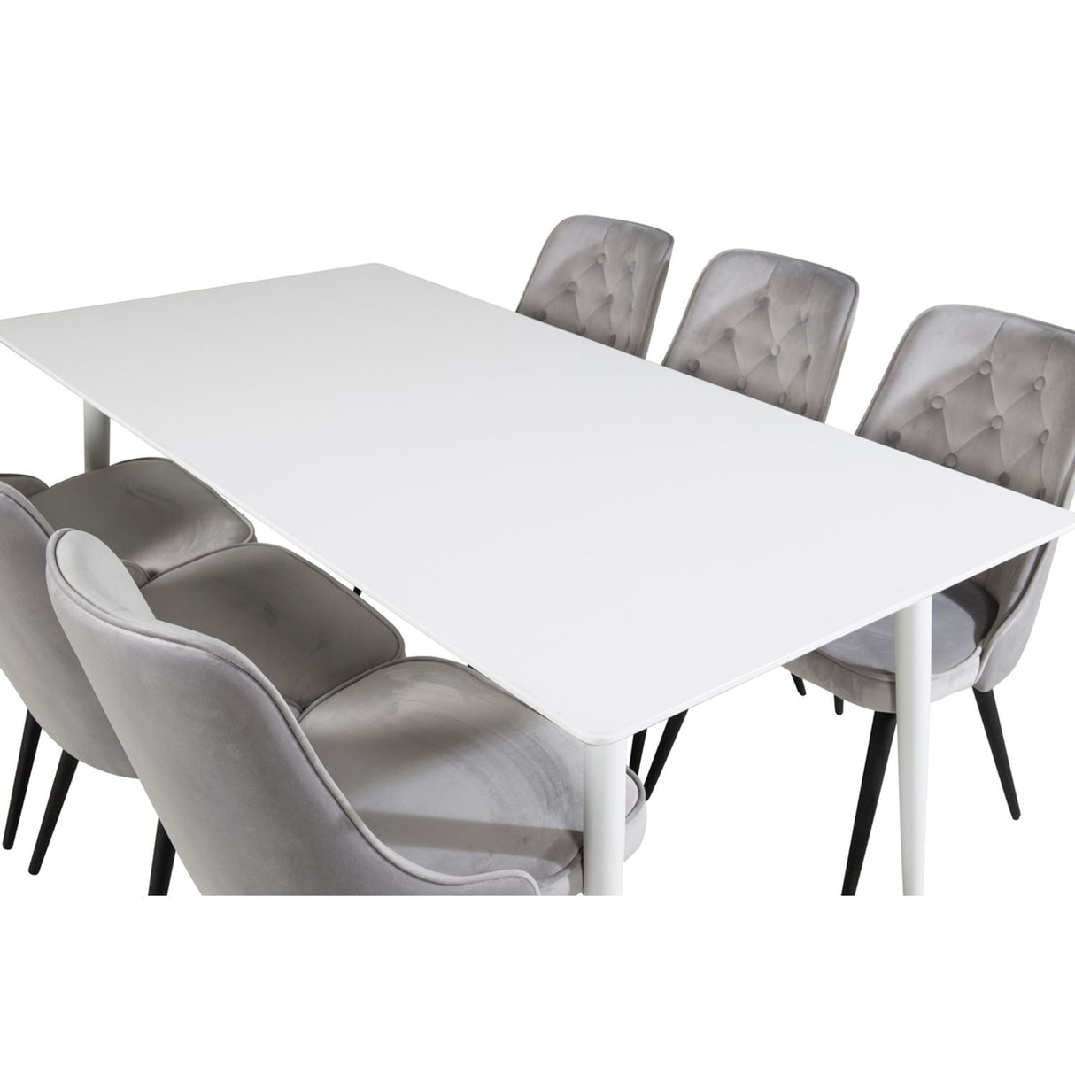 Polar, Velvet Deluxe Rektangulär matgrupp Svart,Ljusgrå, Vit, 180 x 90