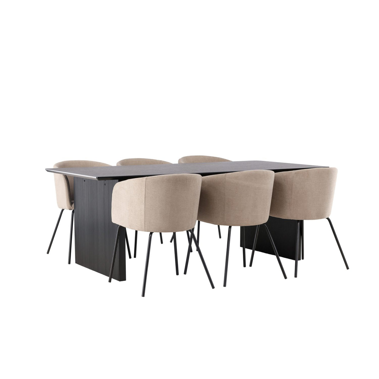 Vail, Berit Rektangulär matgrupp Beige, Svart, Svart, 200 x 100