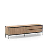 Lorenza (180 x 55 x 40 cm) TV-bänk Naturlig ekträ svart svart