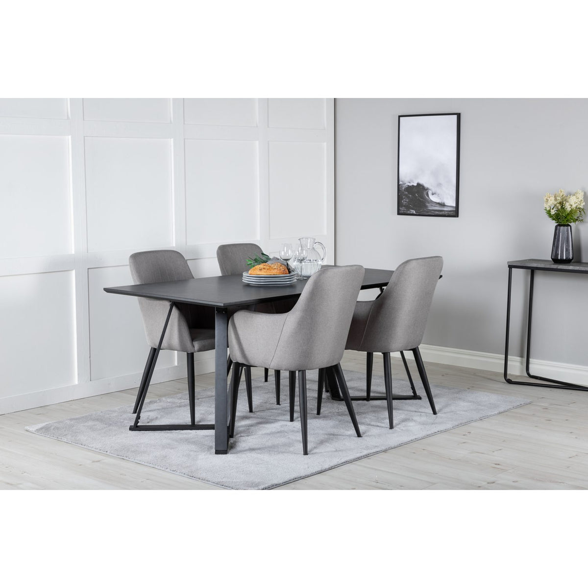 Marina, Comfort Rektangulär matgrupp Svart,Grå, Svart, 180 x 90