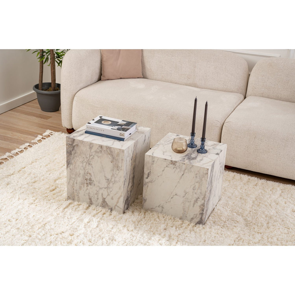 Hobart set (40 x 40 cm) Fresia-marmor Sidobordsset