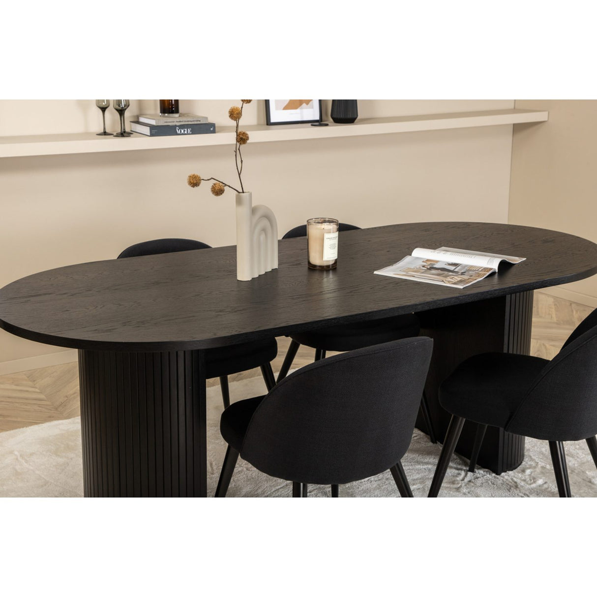 Bianca, Velvet Oval matgrupp Svart, Svart, 200 x 90