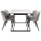 Estelle, Velvet Rektangulär matgrupp Svart,Grå, Svart,Vit, 140 x 90