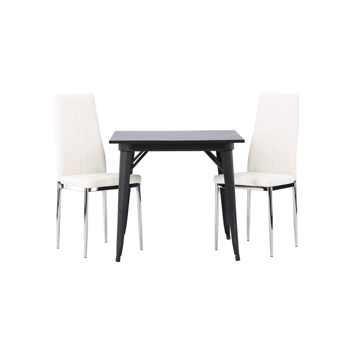 Tempe, Pastill Rektangulär matgrupp Silver,Vitt, Svart, 80 x 80