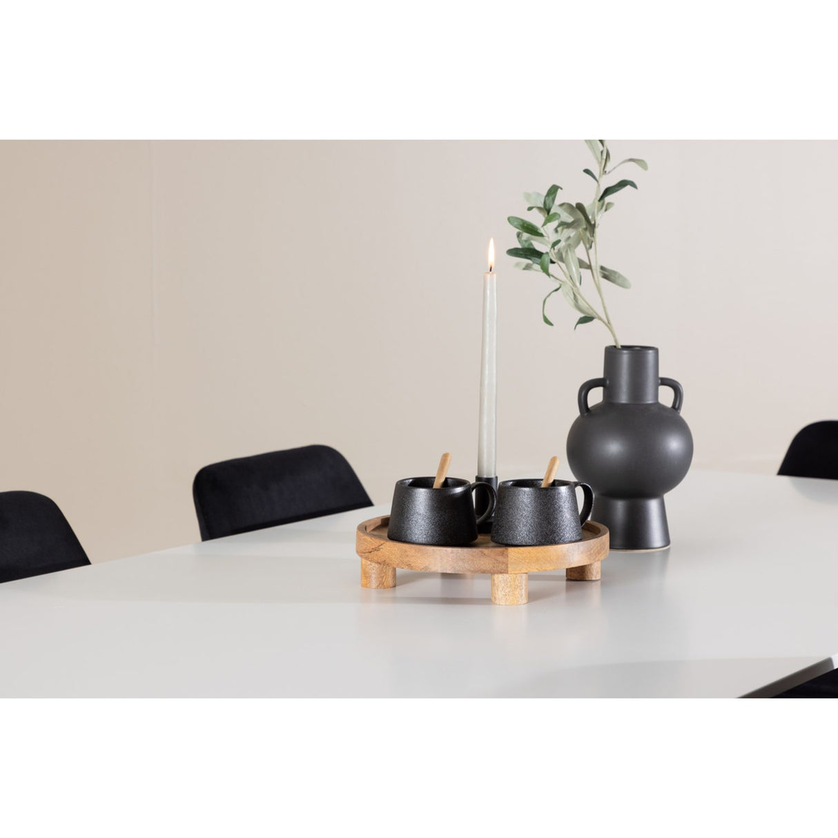Silar, Night Rektangulär matgrupp Svart, Vit, 180 x 90