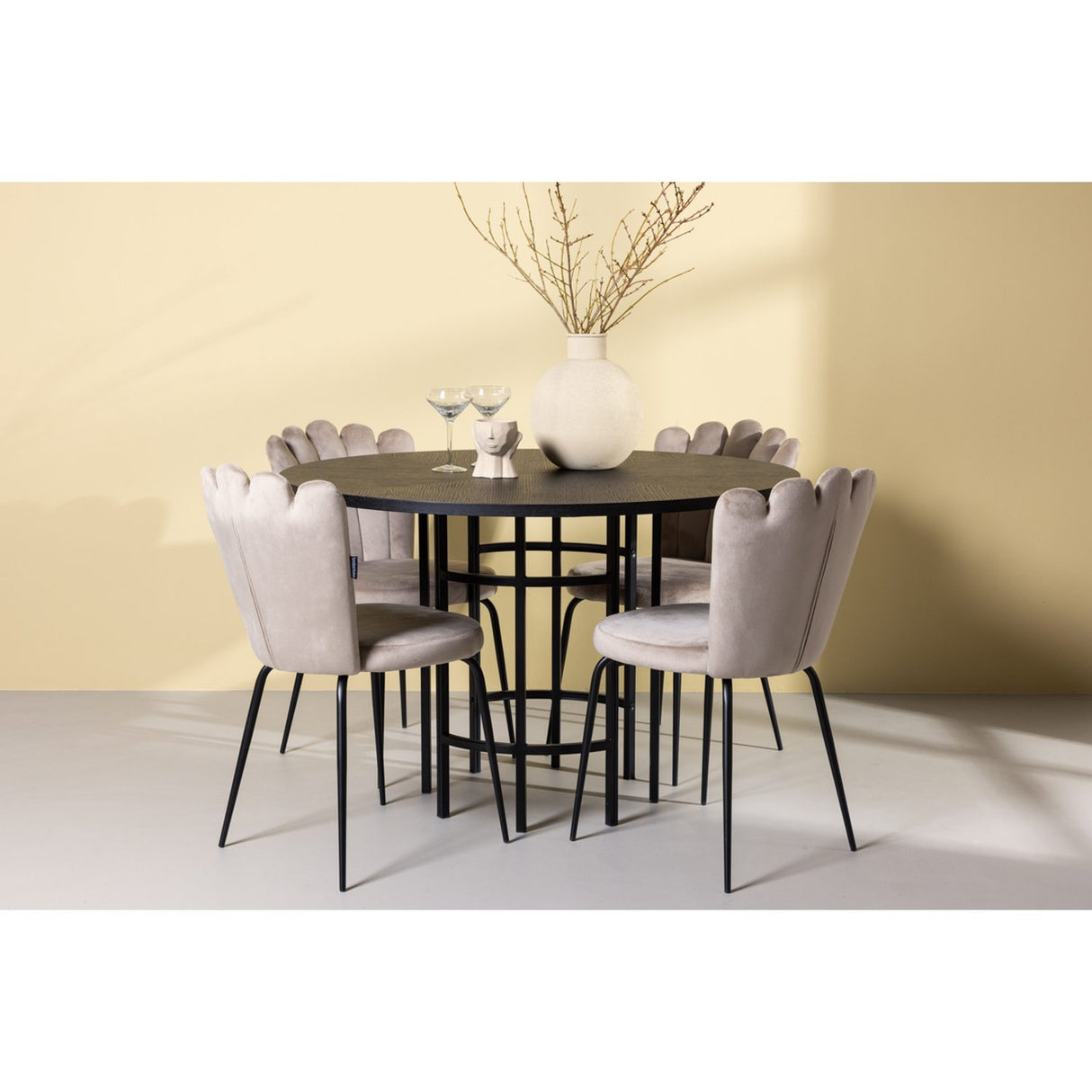 Copenhagen, Limhamn Rund matgrupp Beige,Svart, Svart, ⌀115