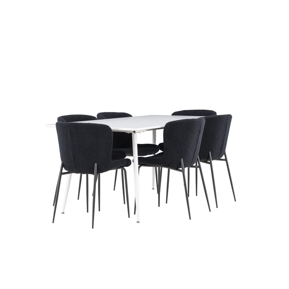 Silar, Modesto Rektangulär matgrupp Svart, Vit, 180 x 90