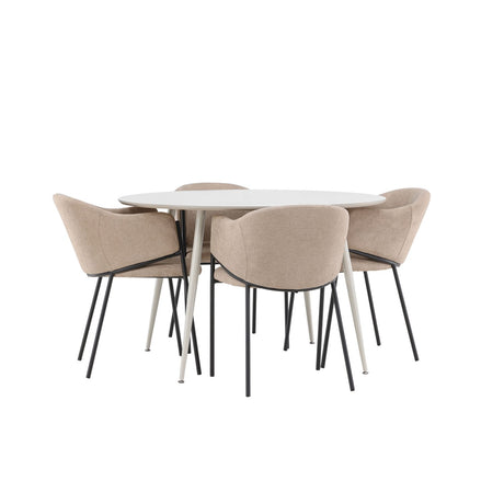Plaza, Evelina Rund matgrupp Beige,Svart, Beige, ⌀120