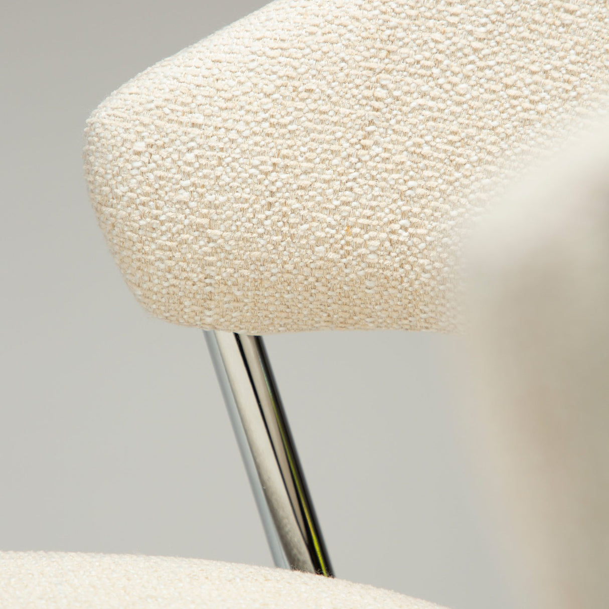 Zone Stol Simply Beige Bouclé, Chrome