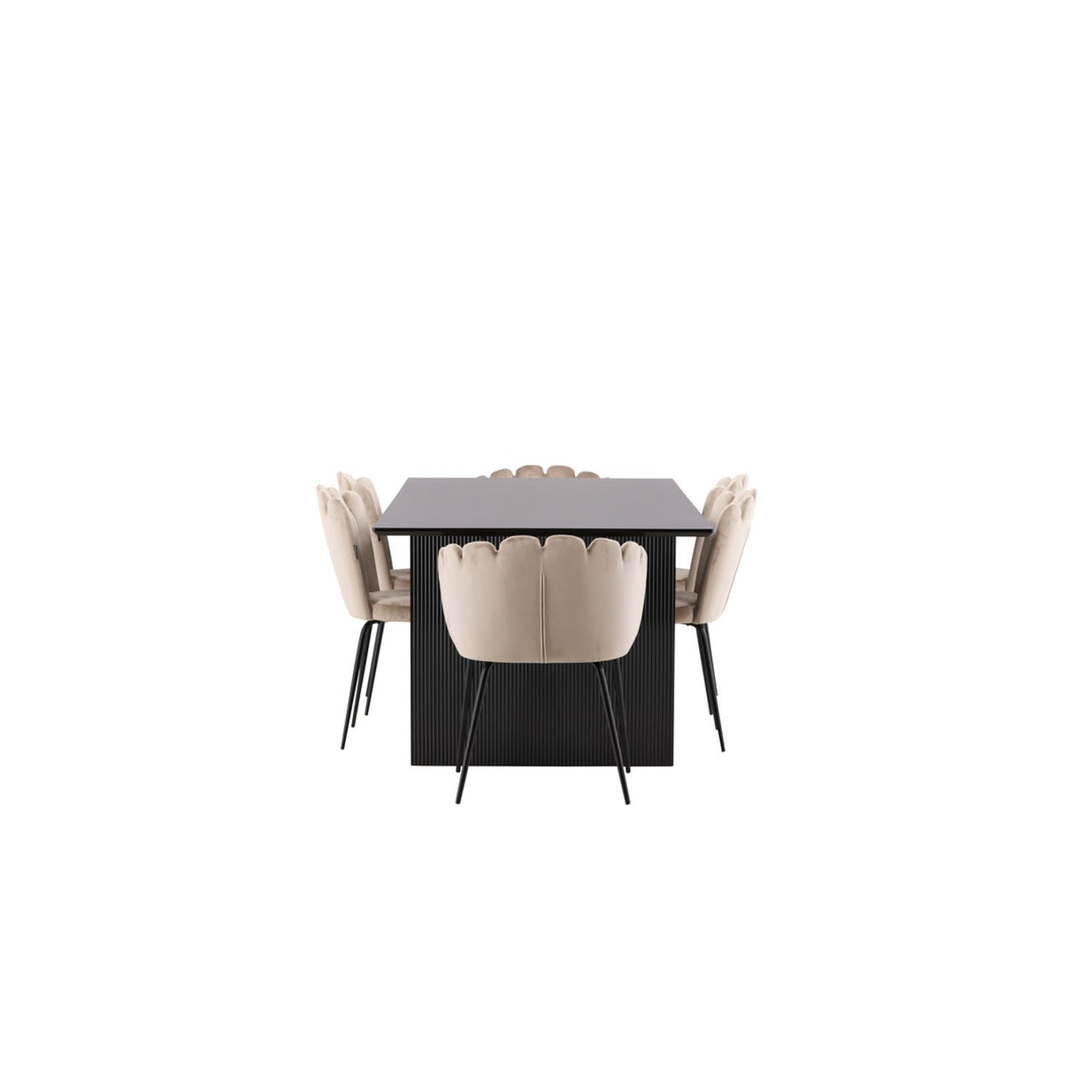 Vail, Limhamn Rektangulär matgrupp Beige, Svart, Svart, 200 x 100