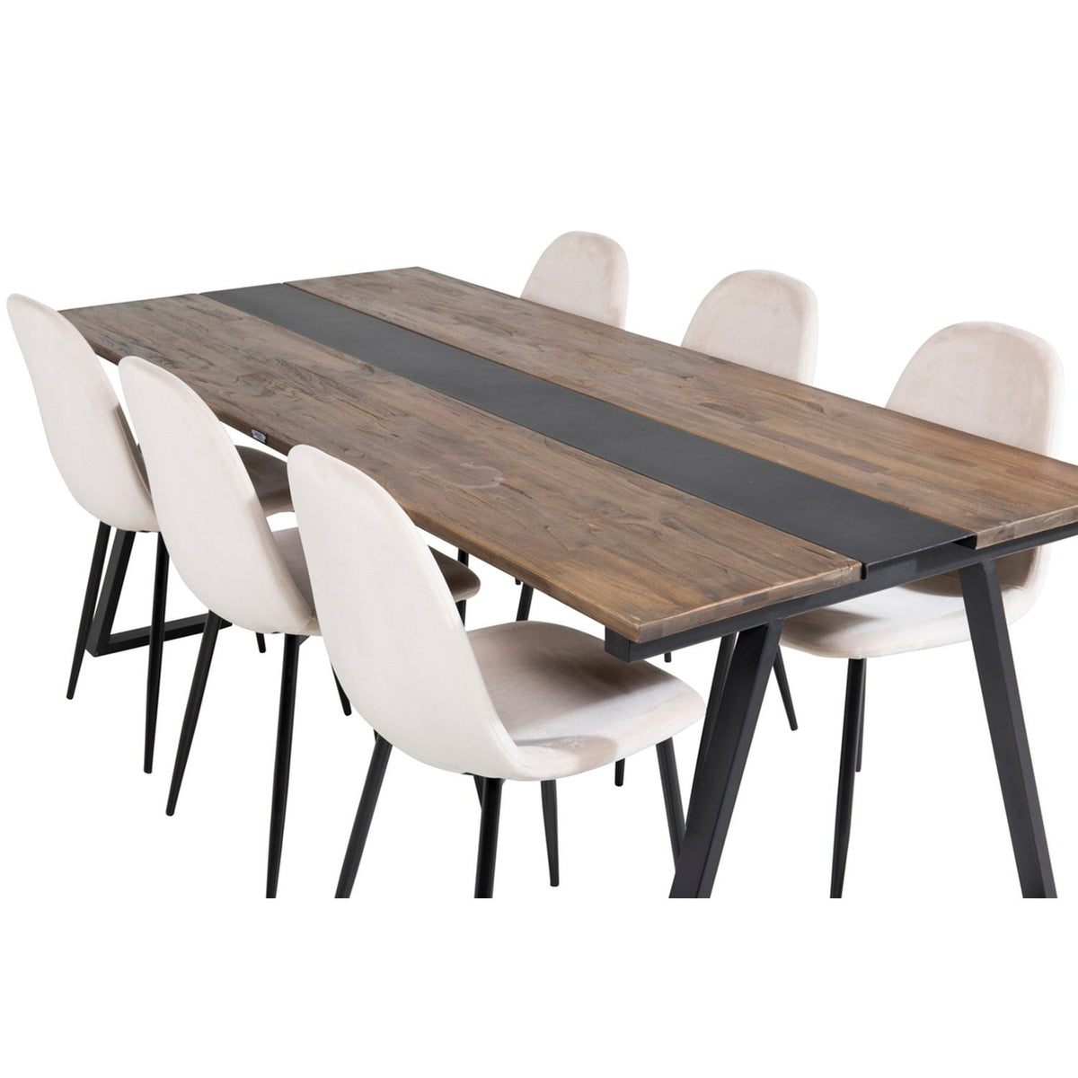 Jakarta, Polar Rektangulär matgrupp Beige,Svart, Svart,Natur, 200 x 90