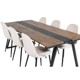 Jakarta, Polar Rektangulär matgrupp Beige,Svart, Svart,Natur, 200 x 90