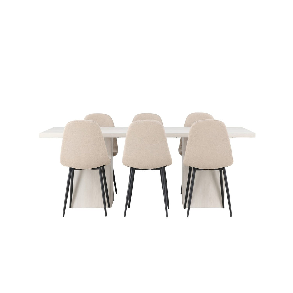 Olga, Polar Rektangulär matgrupp Beige,Svart, Vit, 200 x 90