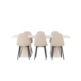Olga, Polar Rektangulär matgrupp Beige,Svart, Vit, 200 x 90