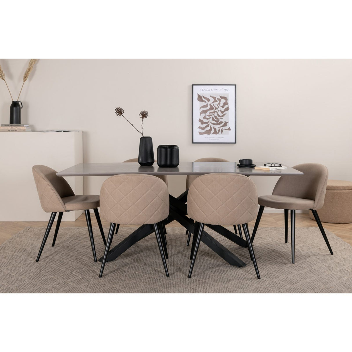 Piazza, Velvet Rektangulär matgrupp Mörkgrå