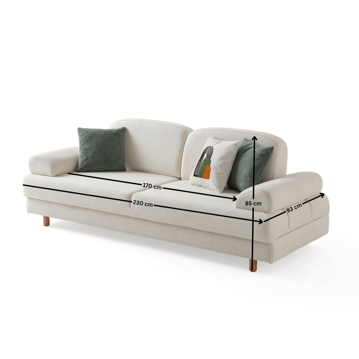 Tupelo 3-sits bäddsoffa Vit