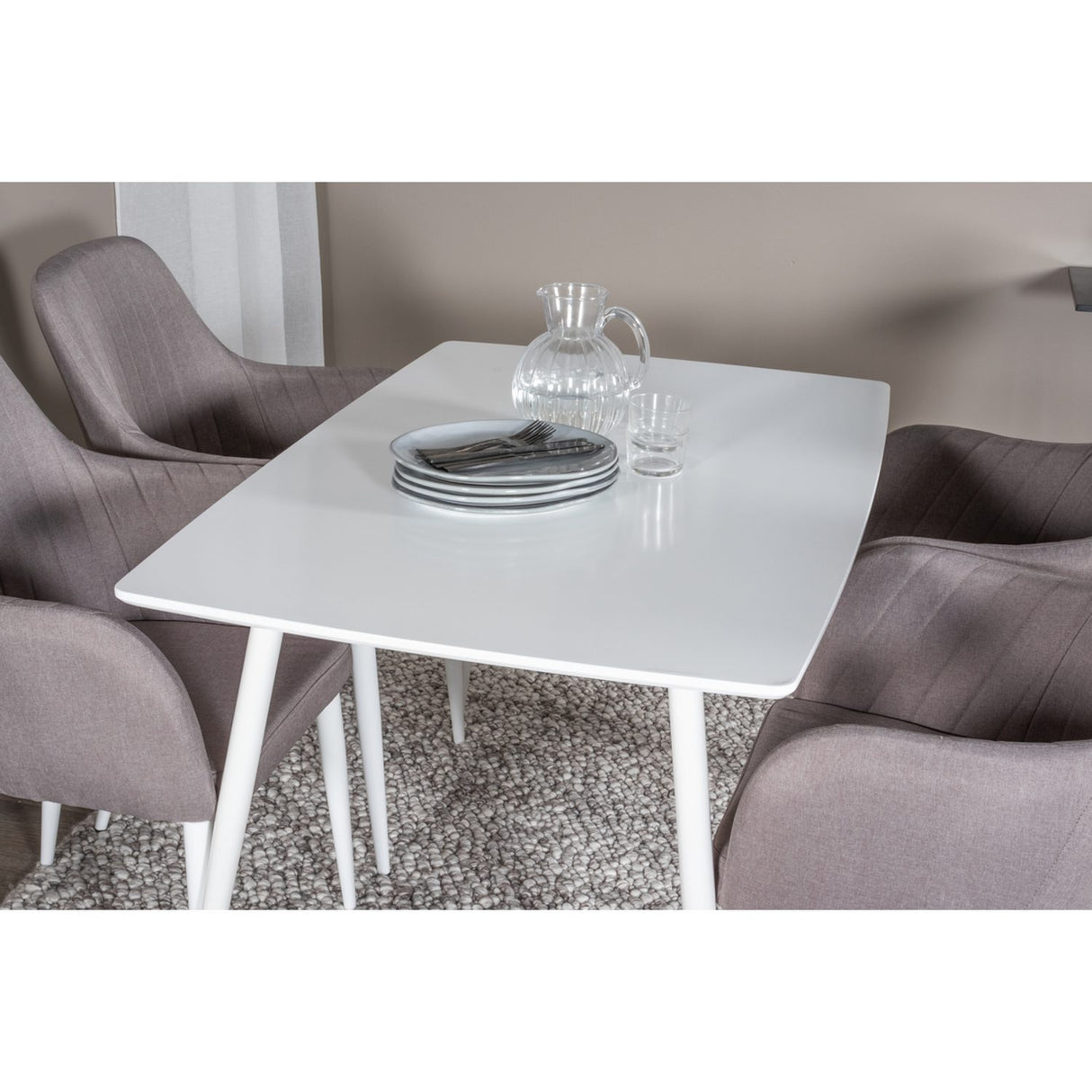 Polar, Comfort Rektangulär matgrupp Grå,Vit, Vit, 120 x 75