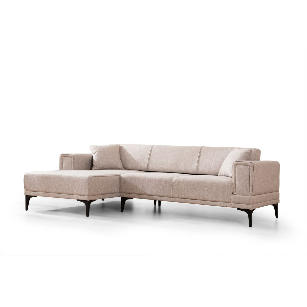 Hanoi (250-140 x 85 x 77 cm) Hörnsoffa-bäddsoffa Ljusbrun, Vänster