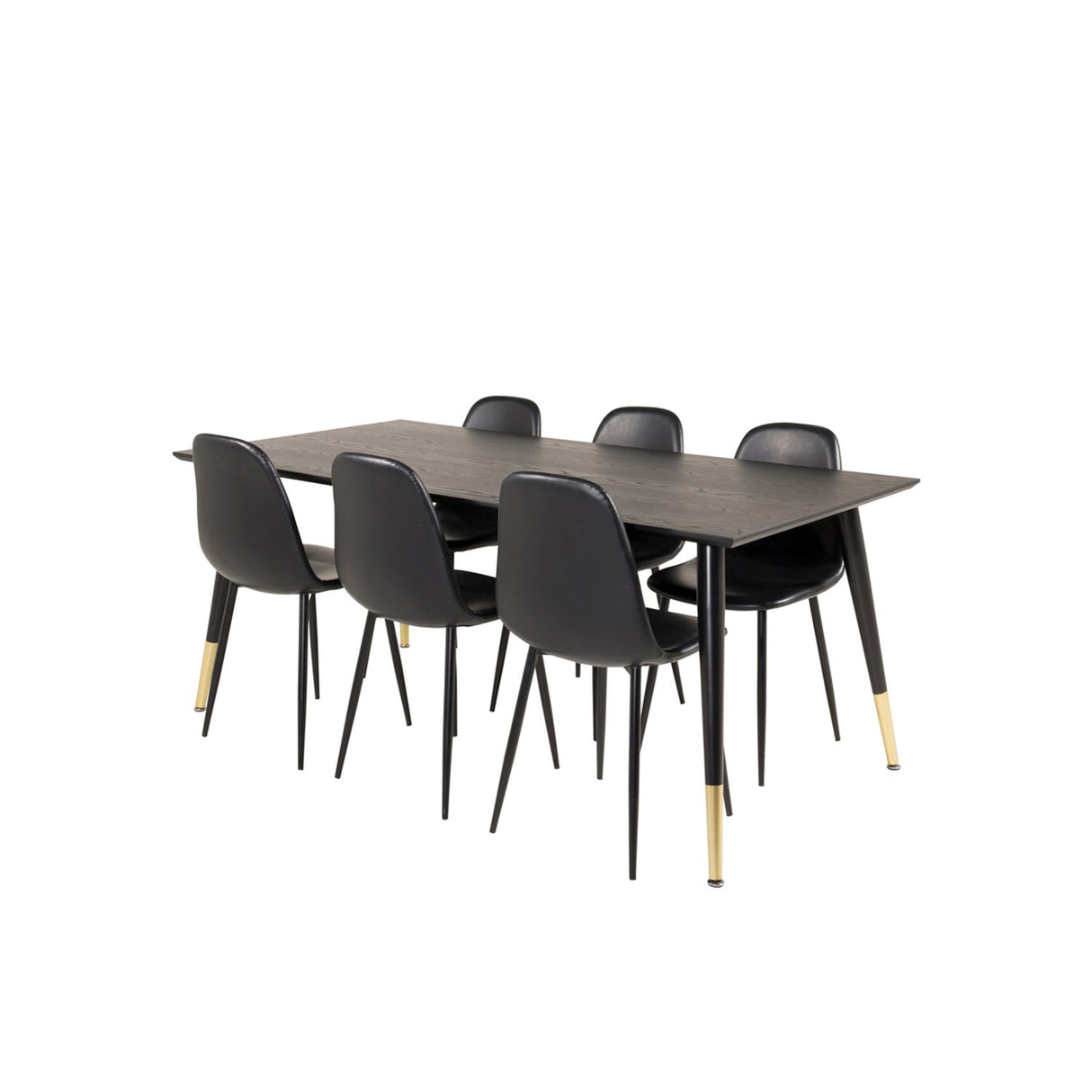 Dipp, Polar Rektangulär matgrupp Svart, Svart, Guld, 180 x 90