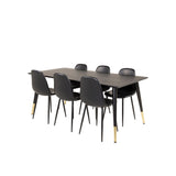 Dipp, Polar Rektangulär matgrupp Svart, Svart, Guld, 180 x 90