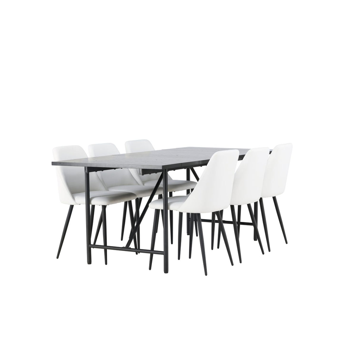Astrid, Night Rektangulär matgrupp Svart,Vit, Svart, 200 x 90