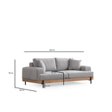 Eti Oak 3-sits (220 x 98 x 78 cm) 3-sitssoffa Grå