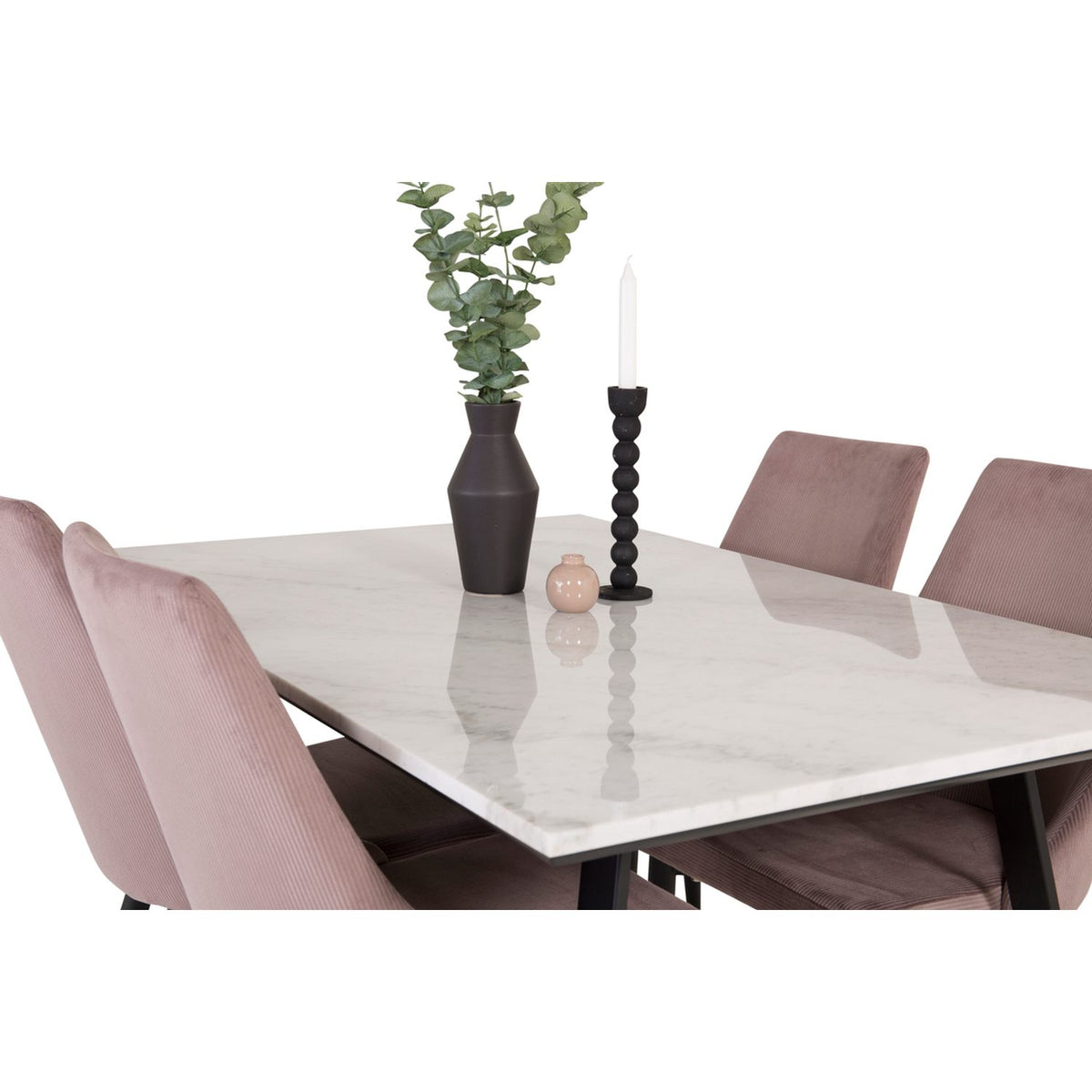 Estelle, Leone Rektangulär matgrupp Svart, Svart,Vitt, 140 x 90