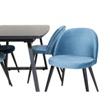 Inca, Velvet Rektangulär matgrupp Svart,Blå, Svart, 160 x 85