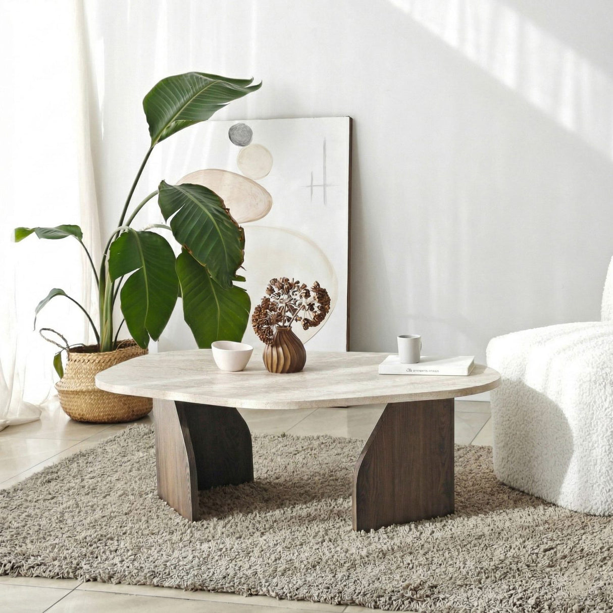 Praia (100 x 35 x 60 cm) Travertin Valnöt Skrivbord
