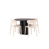 Olivia, Åstol Rund matgrupp Beige, Svart, 4st