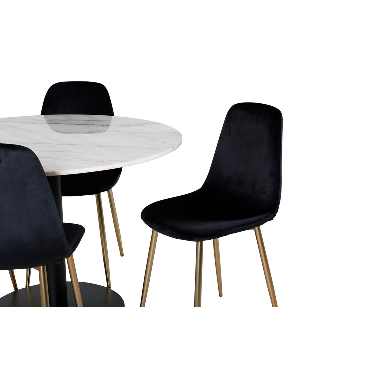 Estelle, Polar Rund matgrupp Svart,Guld, Svart,Vit, ⌀106