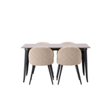 Tempe, Velvet Rektangulär matgrupp Beige, Svart, Valnöt, 140 x 80