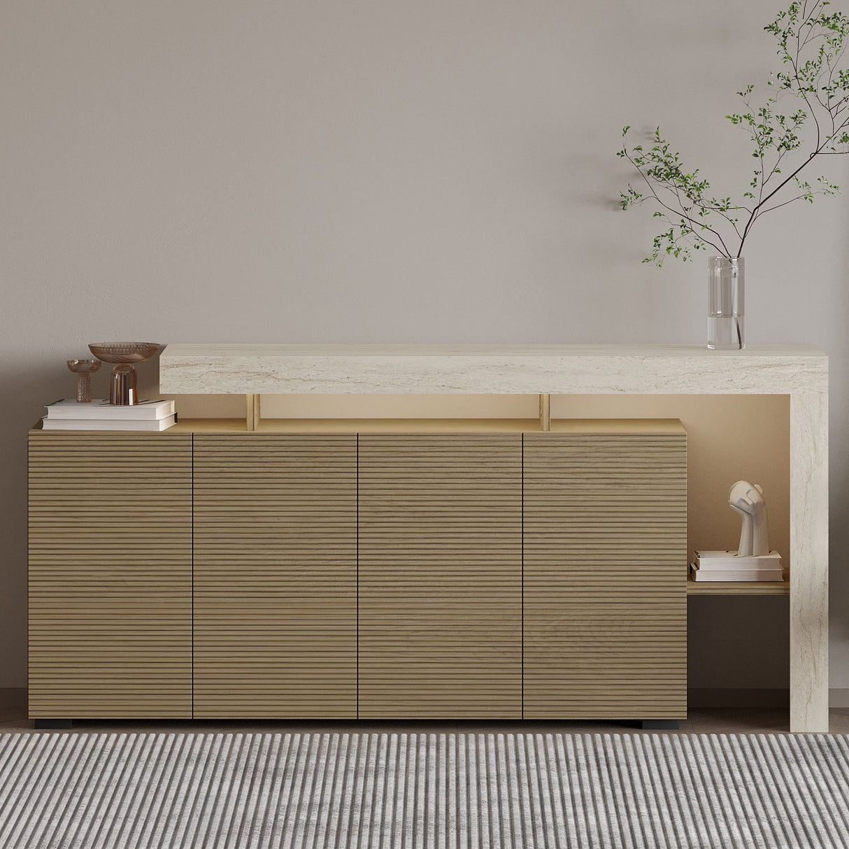 Cork (170 x 80 x 35 cm) Konsolbord Travertin, varm ek