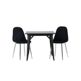 Tempe, Polar Rektangulär matgrupp Svart,Silver, Svart, 80 x 80
