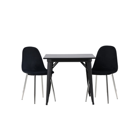 Tempe, Polar Rektangulär matgrupp Svart,Silver, Svart, 80 x 80