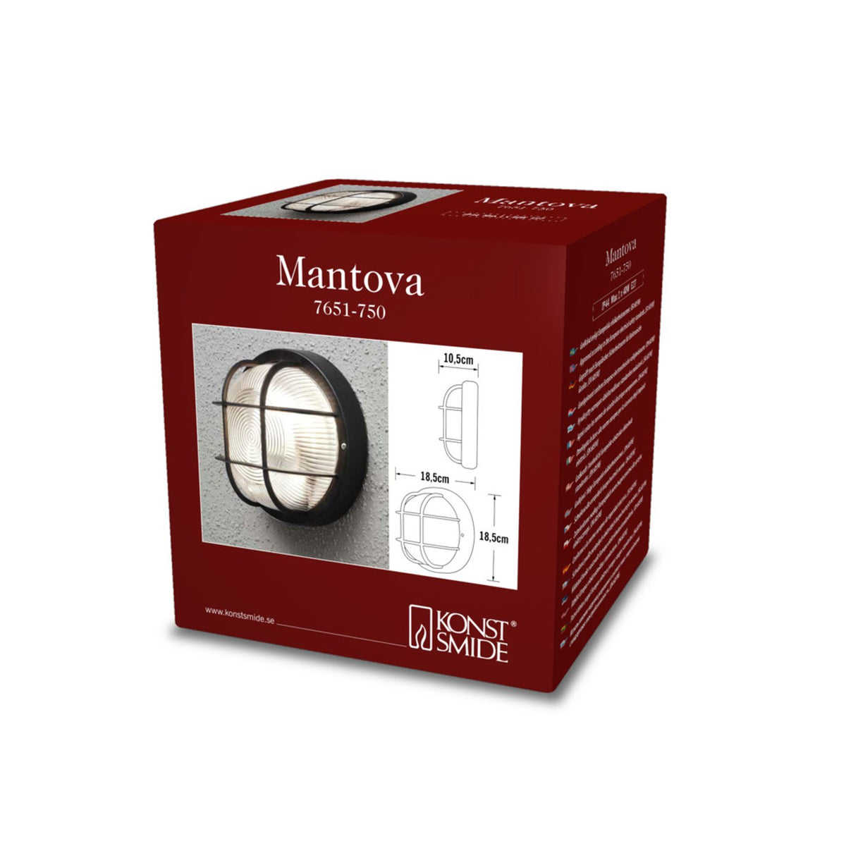 Mantova E27 Vägglampa Ute Svart