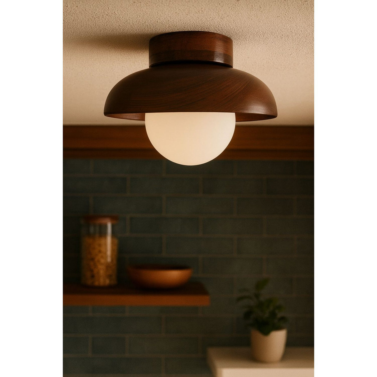 Hand-T (H 24 cm) Vägglampa Valnöt vit