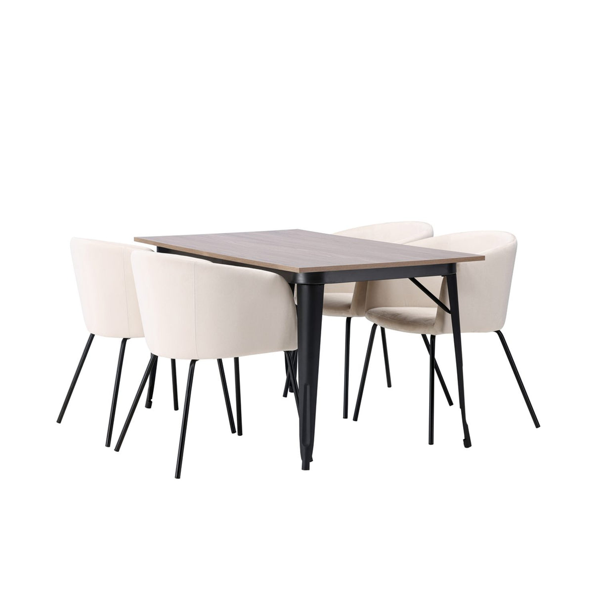 Tempe, Berit Rektangulär matgrupp Beige, Svart, Valnöt, 140 x 80