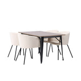 Tempe, Berit Rektangulär matgrupp Beige, Svart, Valnöt, 140 x 80