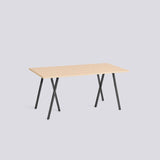 Loop Stand L160 × B77,5 × H74 cm Matbord klarlackerad ekfaner, Black – pulverlackerat stål