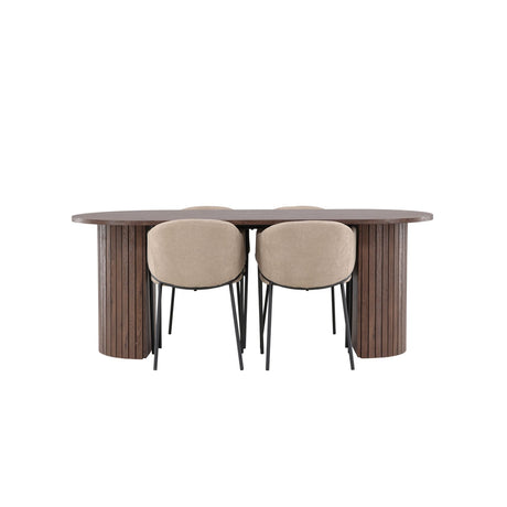 Härön, Evelina Oval matgrupp Beige,Svart, Mocca, 200 x 90