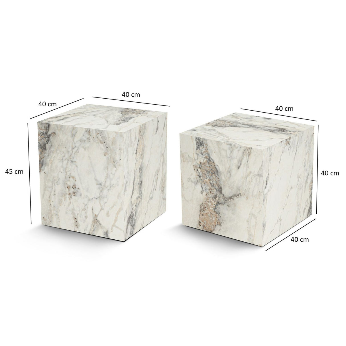 Hobart set (40 x 40 cm) Fresia-marmor Sidobordsset