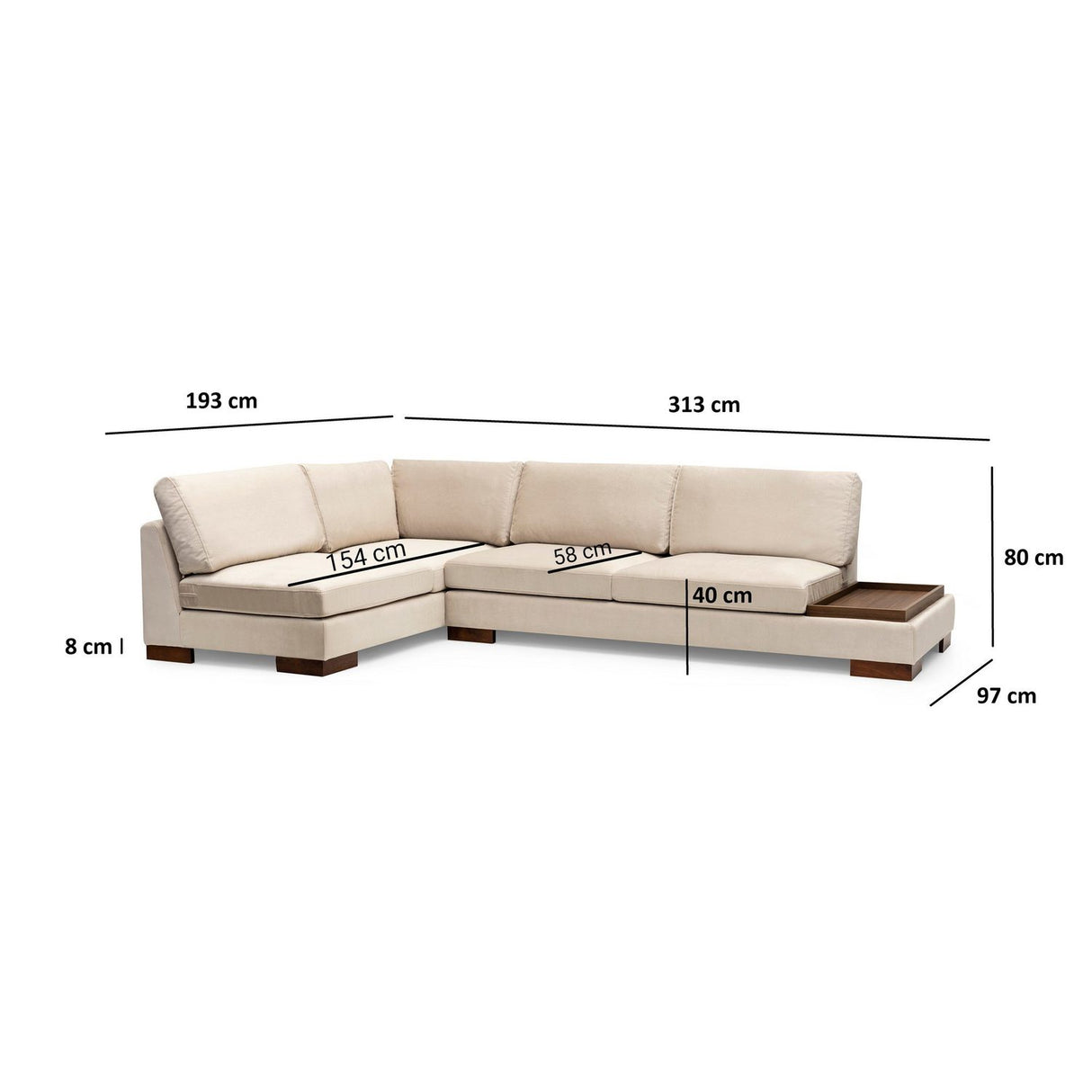Kigali Hörn med puff (193 x 97 x 80 cm) Hörnsoffa Beige